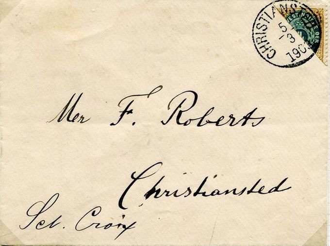 Local cover Christiansted March 5 1903. No backstamp. Mailed on the last day of the 1 cent stamp depletion on Christiansted.