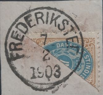 Partial cancelled Frederiksted February 7 1903 - before the first day of authorized use on St. Croix.