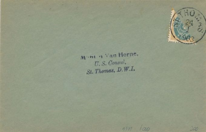 Van Horne - U.S. Consul. Characteristic greenish envelopes and no hand writing.